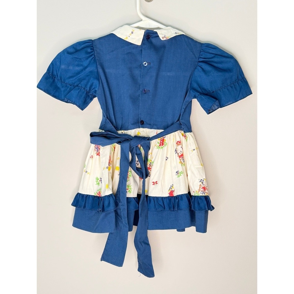 Vintage Jill Lynn Girls Blue Prairie Dress Ruffle Collar Cottagecore - Picture 2 of 8